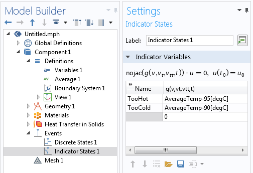 Defining indicator states